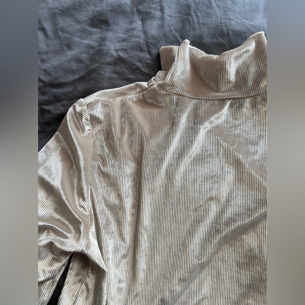 Korean champagne velvet turtleneck shirt - size s